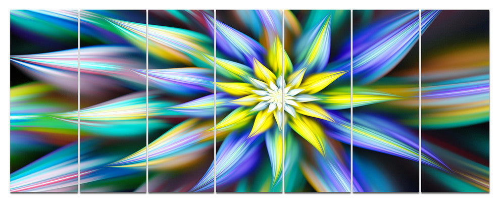 Dancing Multi Color Flower Petals, Floral Canvas Art Print, 83"x32", 7 Panels