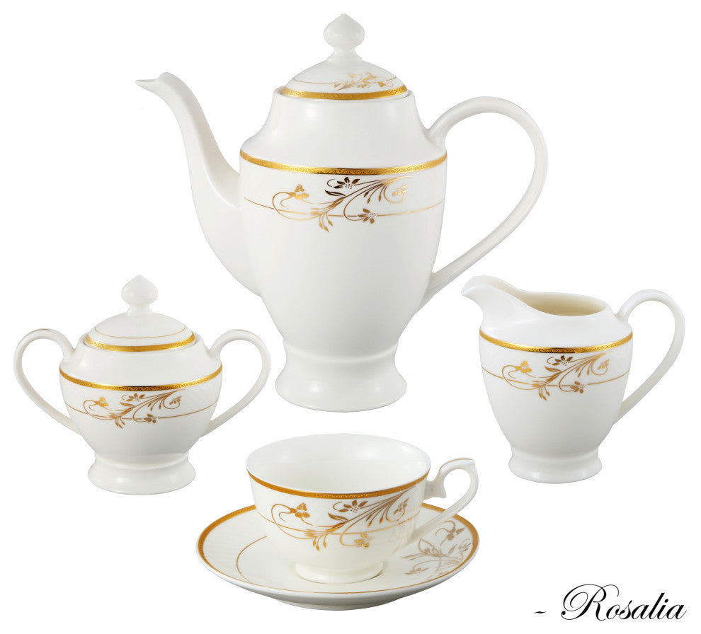 Bone China 57 Piece Floral Design Dinnerware Set by Lorren Home Trends