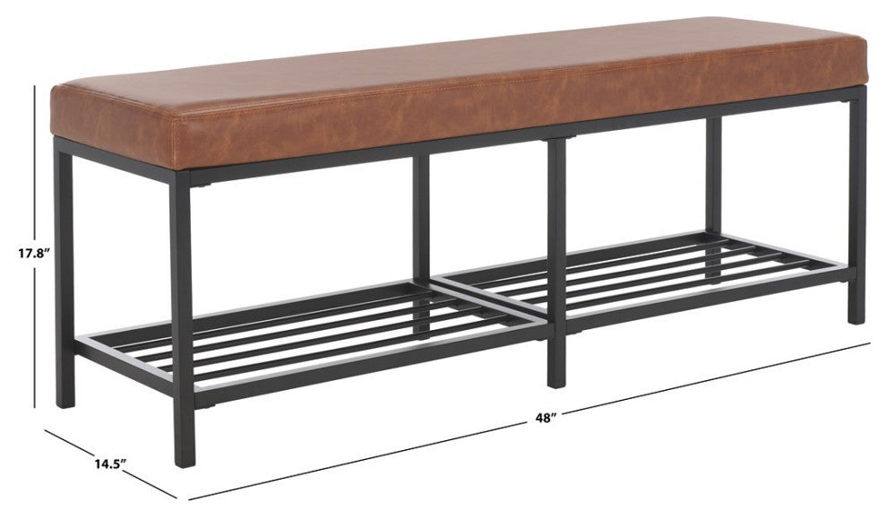 Safavieh Yomi 2 Rail Shelf Bench, Brown/Black