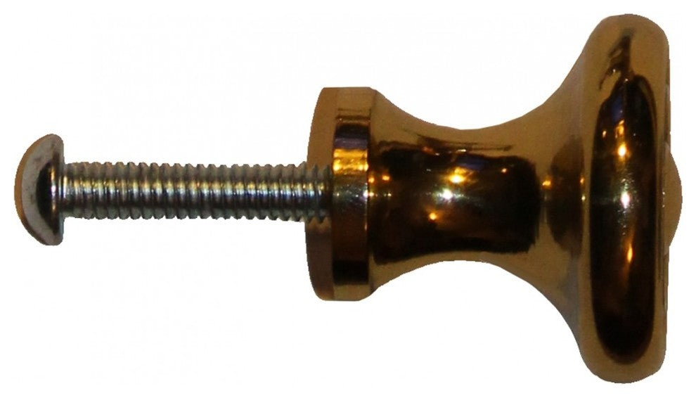 Cabinet Knob Bright Solid Brass Spooled 1" Dia |