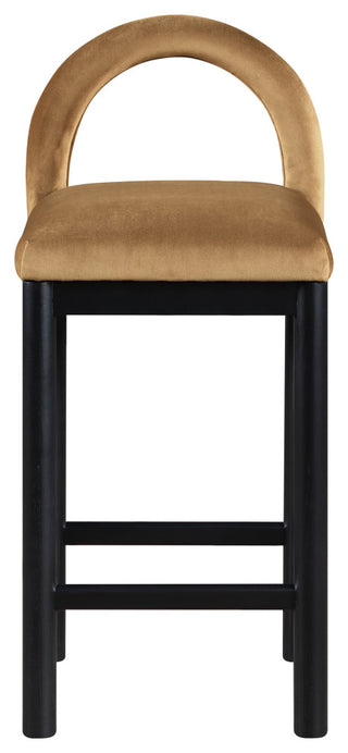 Conrad Upholstered Bar and Counter Stool, Saddle, Velvet, Black