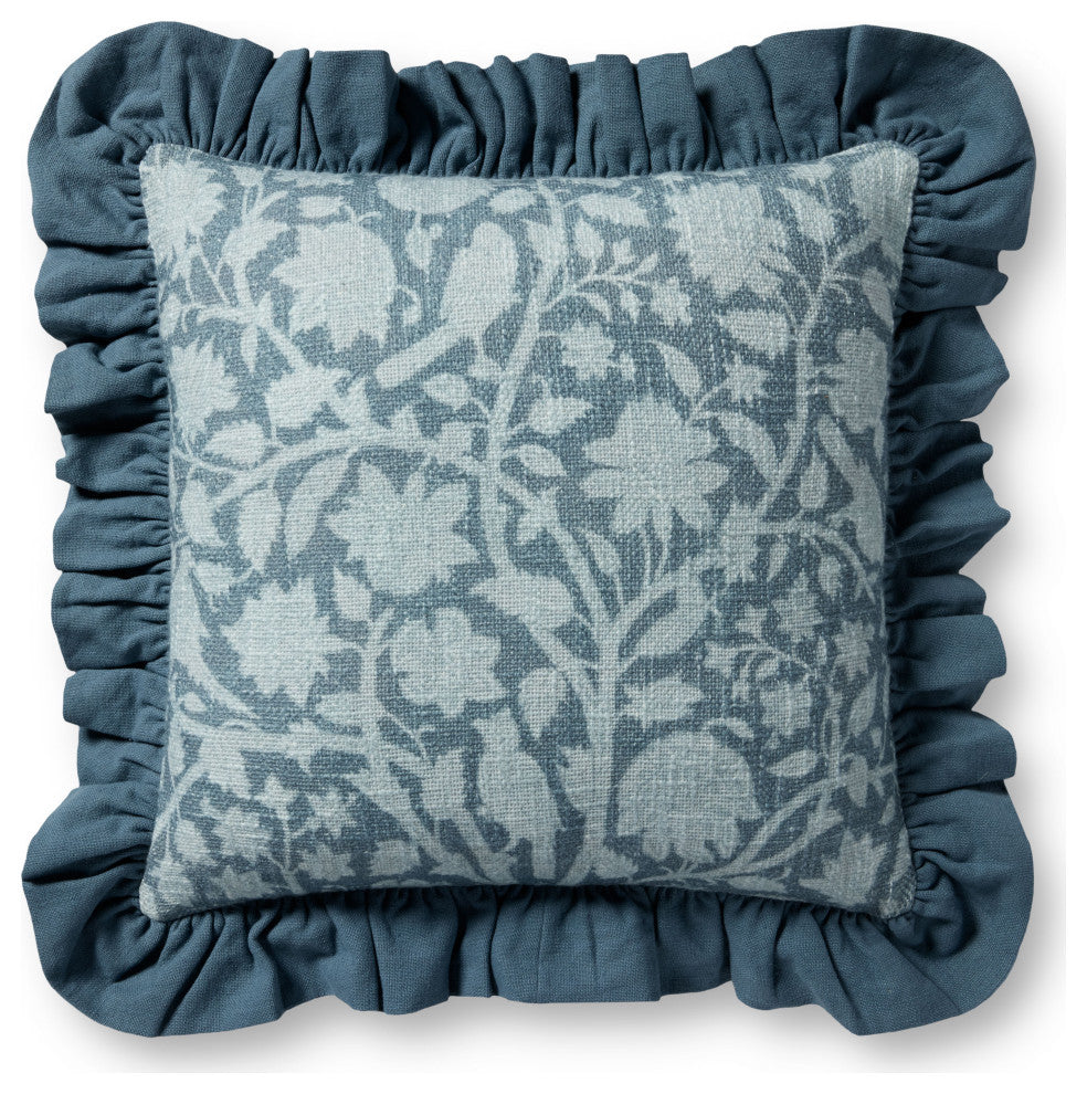 Chris Loves Julia x Loloi Kathleen Blue 18'' x 18'' Cover, Poly Pillow