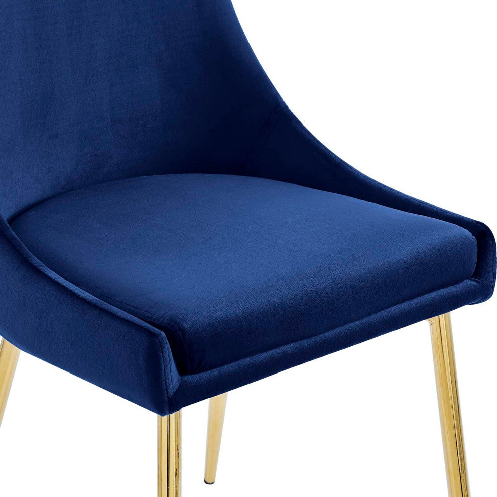 Viscount Performance Velvet Dining Chairs Set of 2 Gold Navy