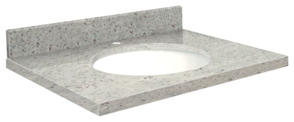 Granite 37"x19" Vanity Top, Single Faucet Hole, Giallo Parfait, White Bowl