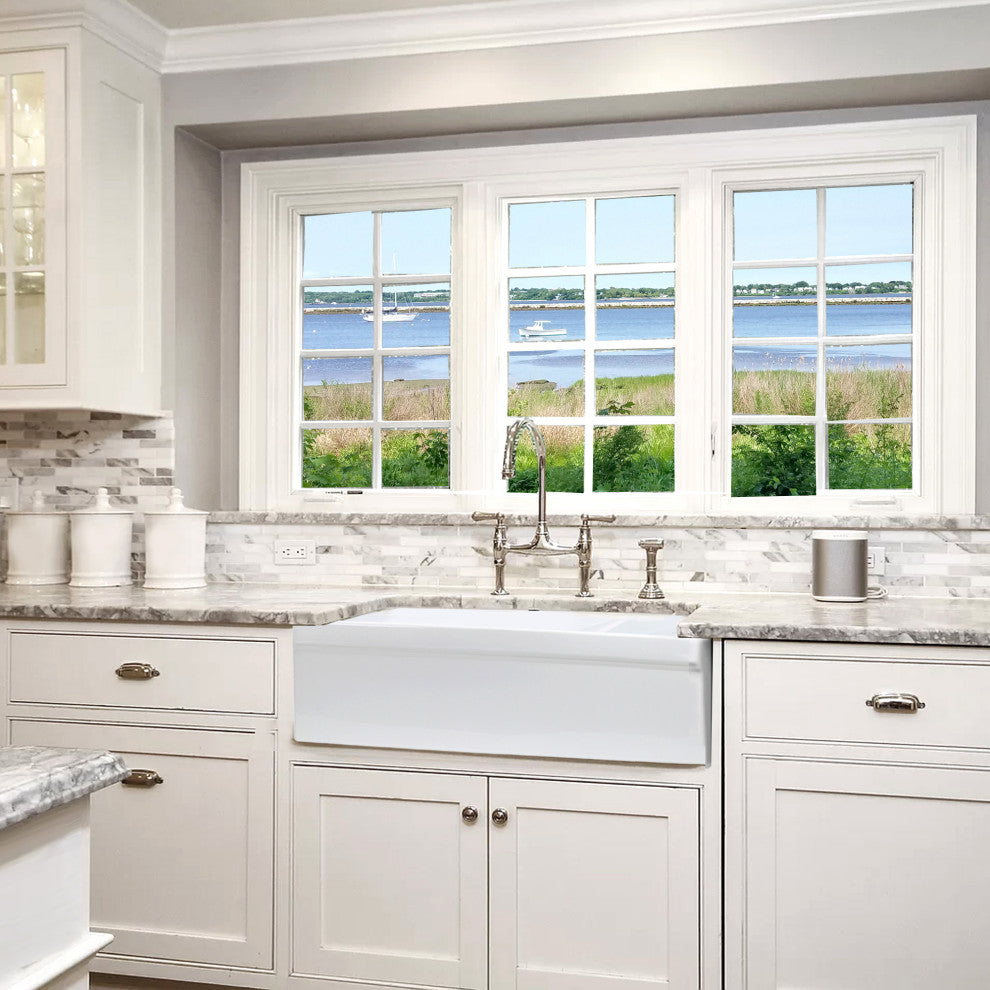 90/10 Reversible Double Bowl Italian Fireclay Farmhouse Sink
