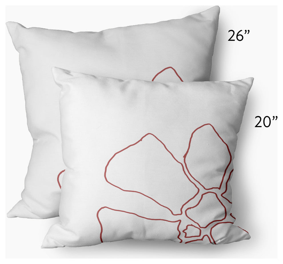 Petal Lines Indoor/Outdoor Throw Pillow, Coral/White, 20x20"