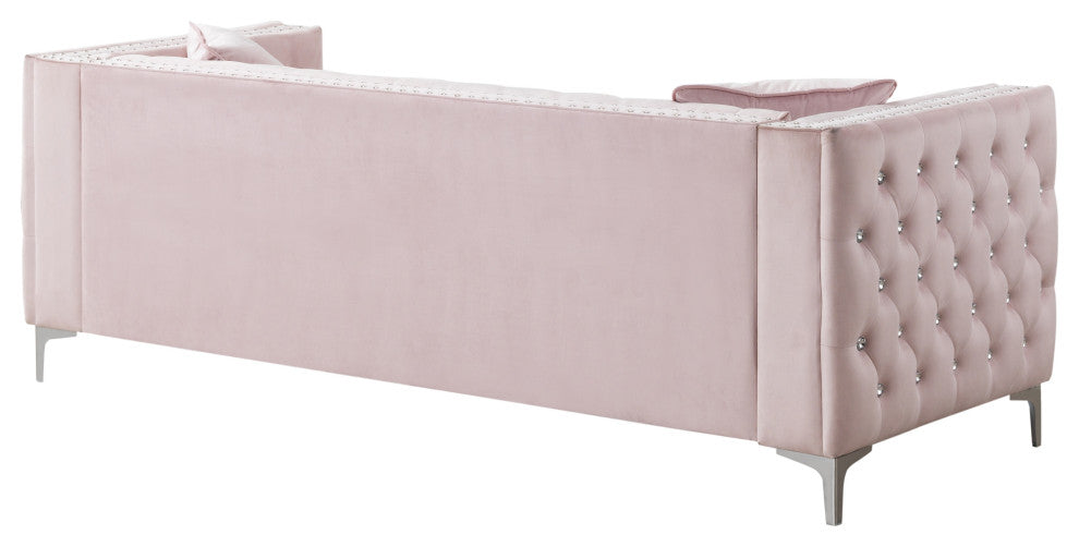 Paige Tufted Velvet Sofa, Pink