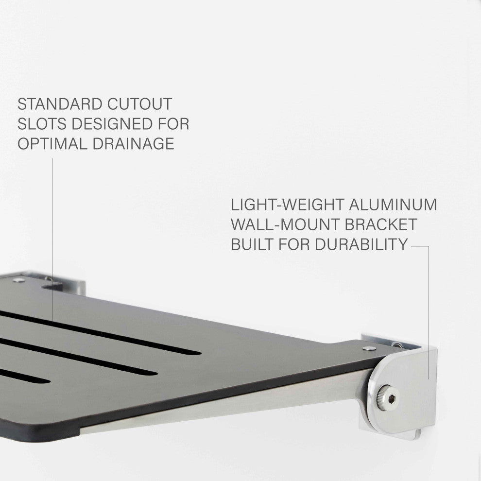 Seachrome SlimLine Folding Wall Mount Shower Seat, Gray Seat With Silver Frame