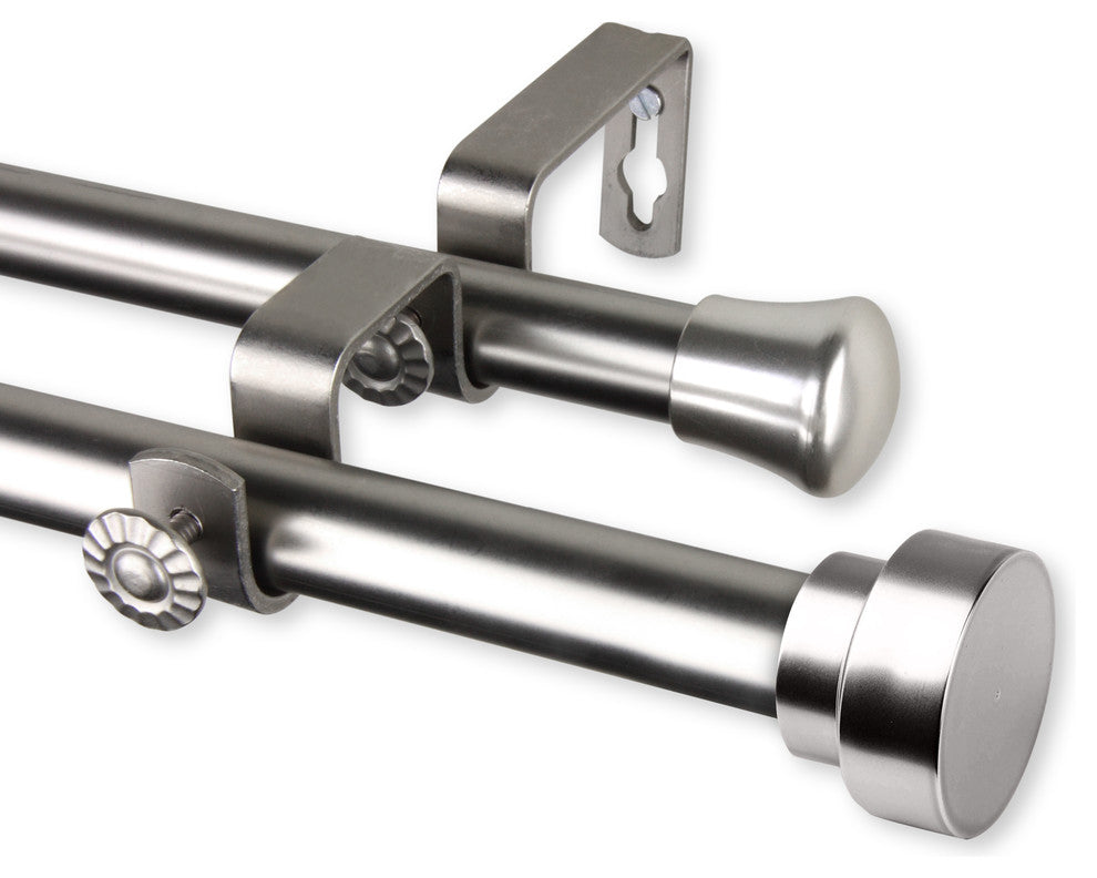Topper Double Curtain Rod, Satin Nickel, 28-48"