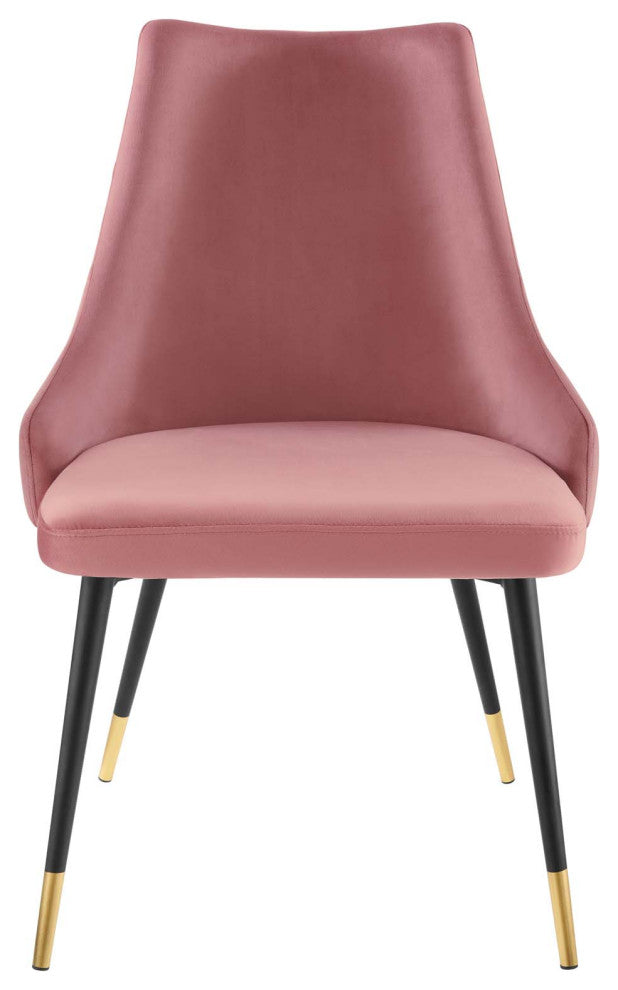 Tufted Side Dining Chair, Velvet, Pink, Modern, Bistro Restaurant Hospitality