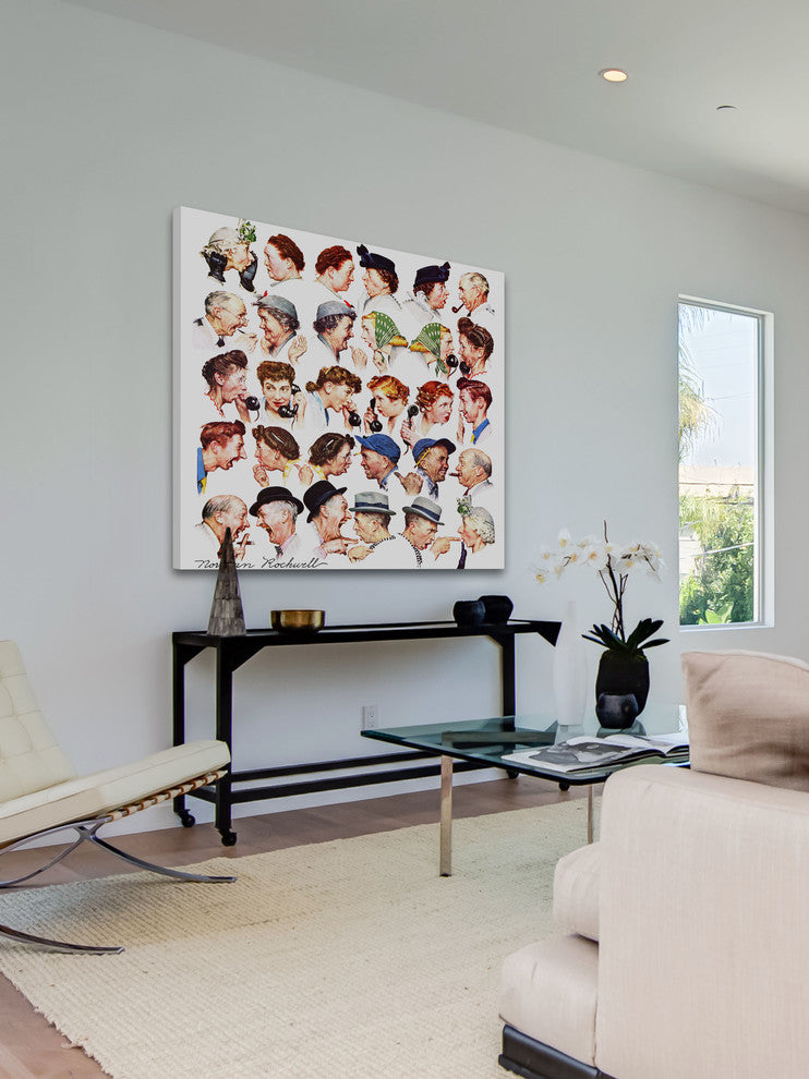 "Chain of Gossip" Painting Print on Canvas by Norman Rockwell
