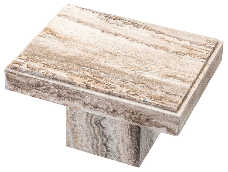 Silver Travertine Rectangular Side Table, Eichholtz Sartoria