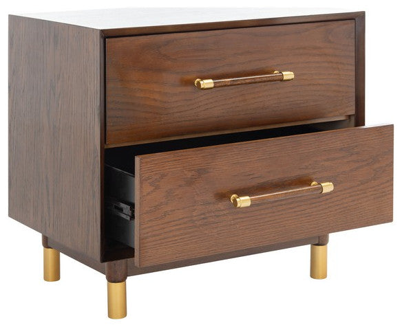 Safavieh Justice 2 Drawer Nightstand Walnut
