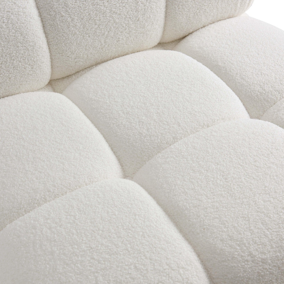 Calliope Cream Vegan Shearling Modular Armless Chair Cream