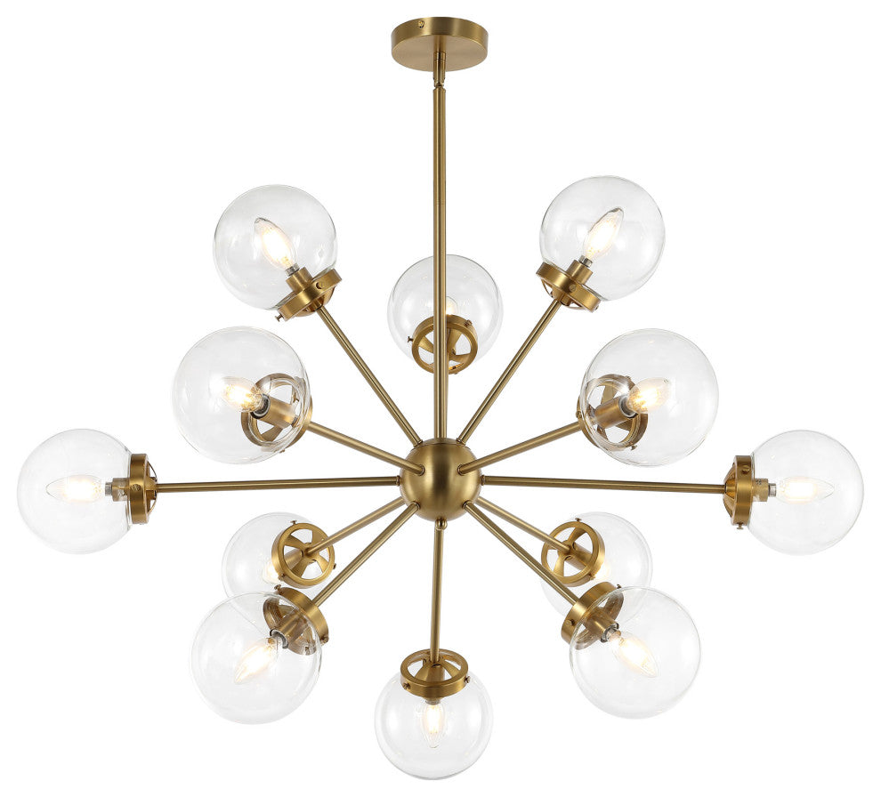 12-Light Dimmable Sputnik Sphere Chandelier, Clear Glass Shades