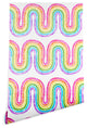 Deny Designs Schatzi Brown Rainbow Wave White Wallpaper, Multi, 2'x10'