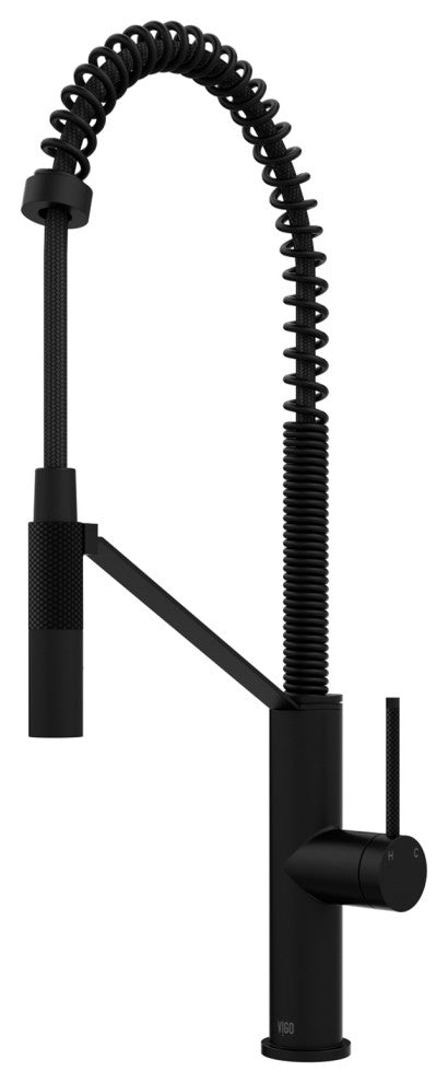 VIGO Livingston 24" H Single Handle Pull-Down Sprayer Kitchen Faucet, Matte Black, Without Extras