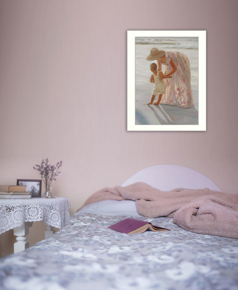 "First Time on the Beach" By Georgia Janisse, Printed Wall Art, White Frame