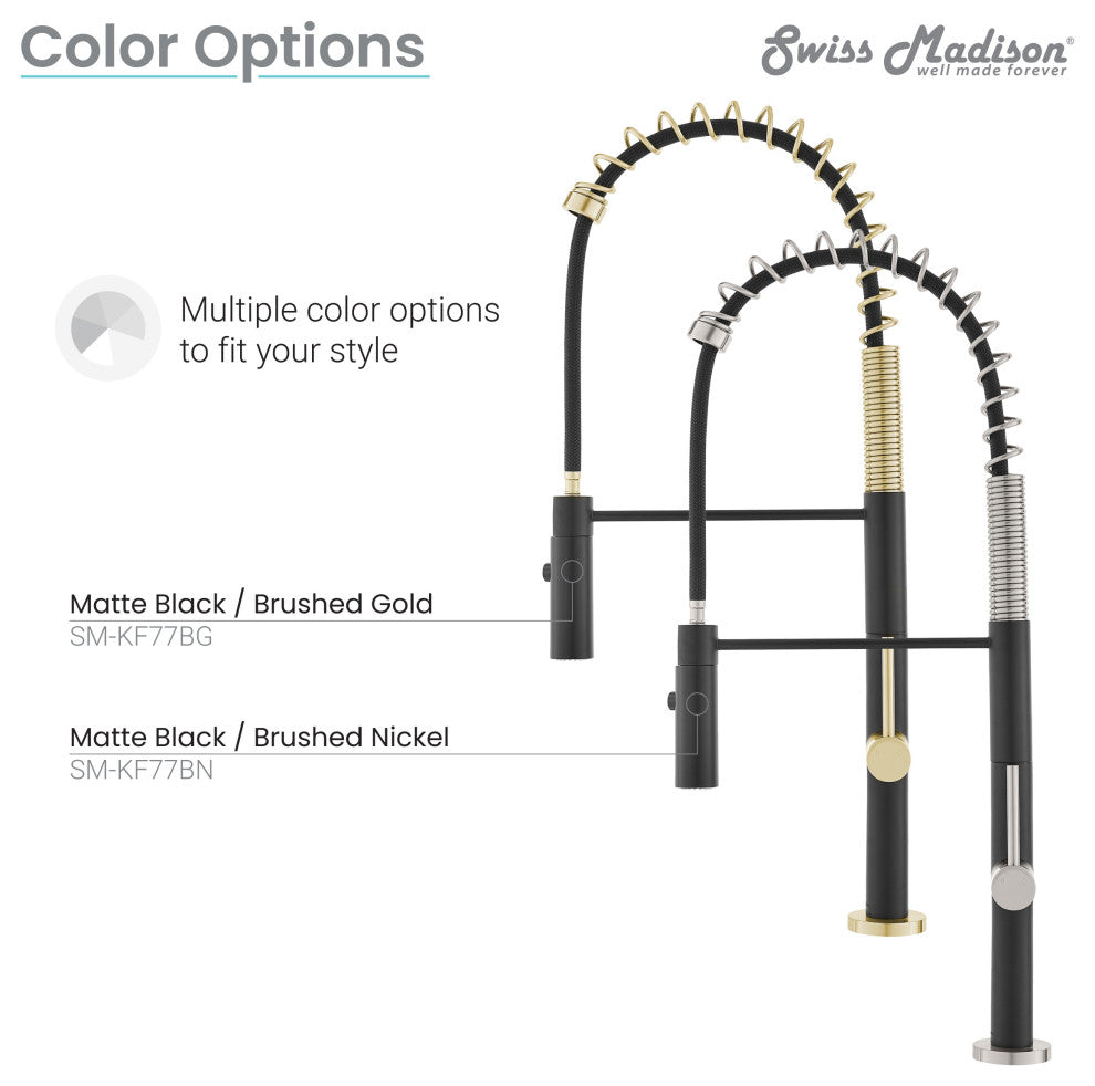 Chalet Single Handle, Pull-Down Kitchen Faucet, Brushed Gold/Black