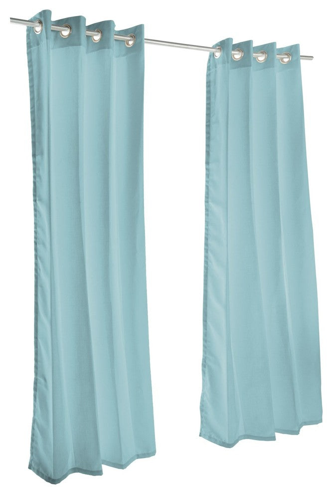 Canvas Glacier Sunbrella Outdoor Single-Panel Curtain With Grommets, 120"