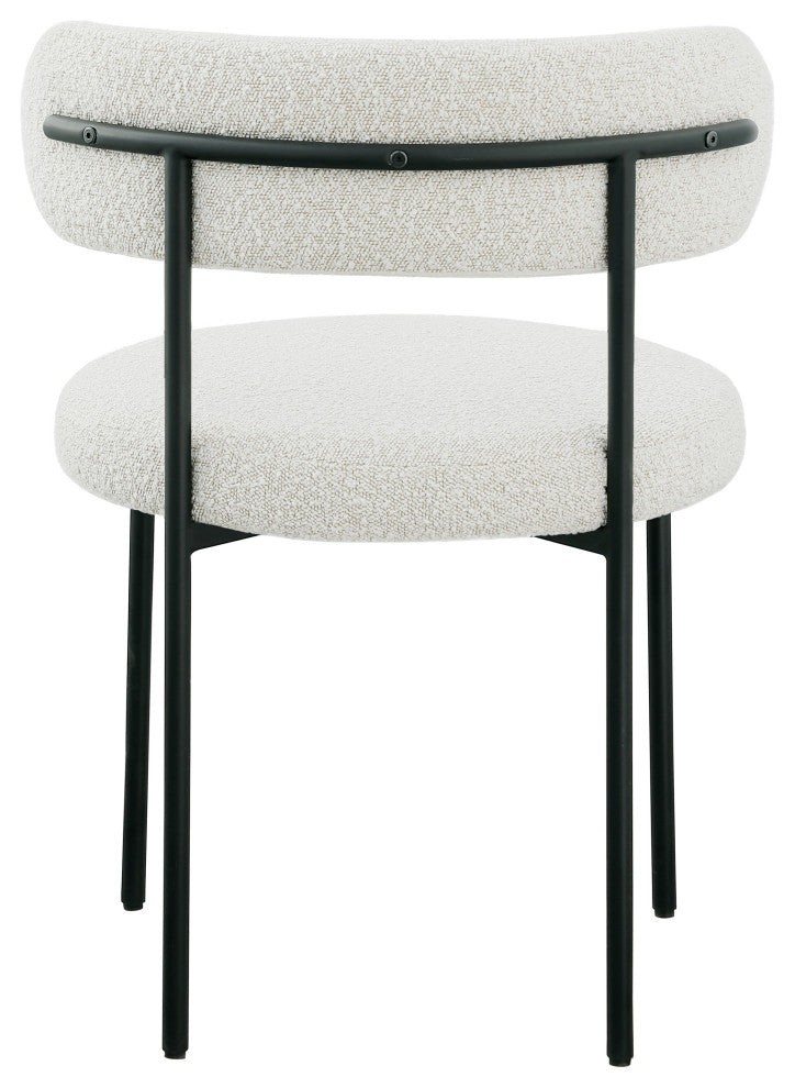 Beacon Dining Chair, Set of 2, Cream, Boucle Fabric, Matte Black Finish