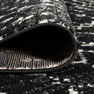 Moroccan HYPE Boho Vintage Diamond Runner Rug, Black/Ivory, 5' Square