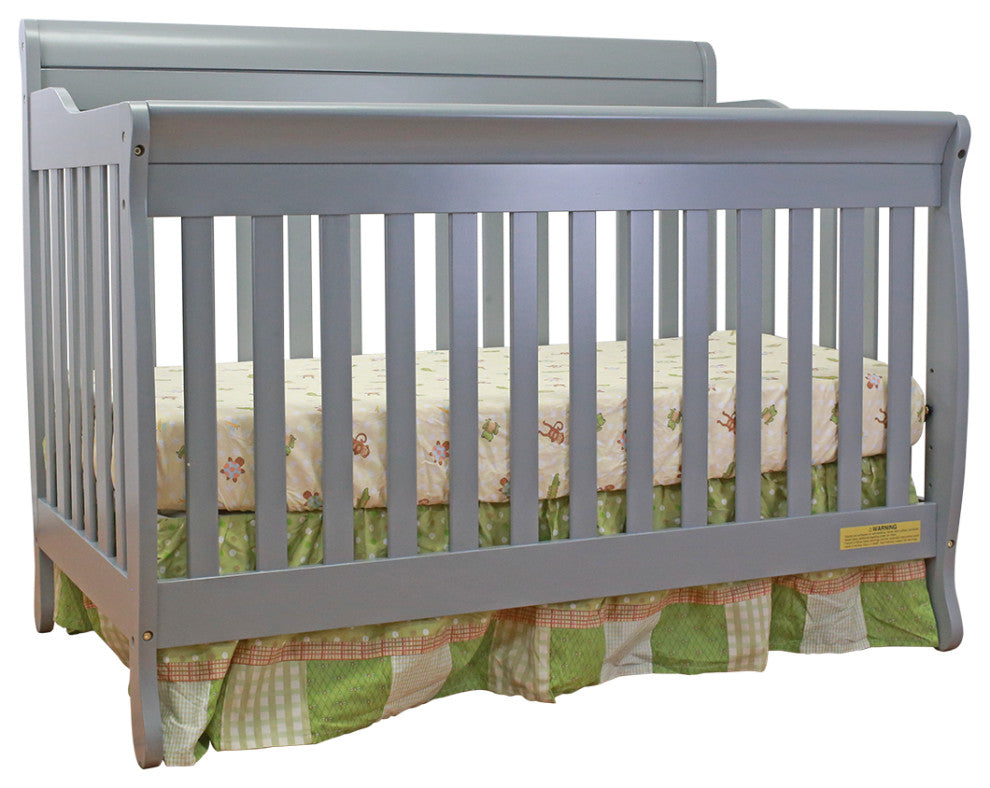 Baby Mile Eve 4-in-1 Convertible Crib With Guardrail, Gray