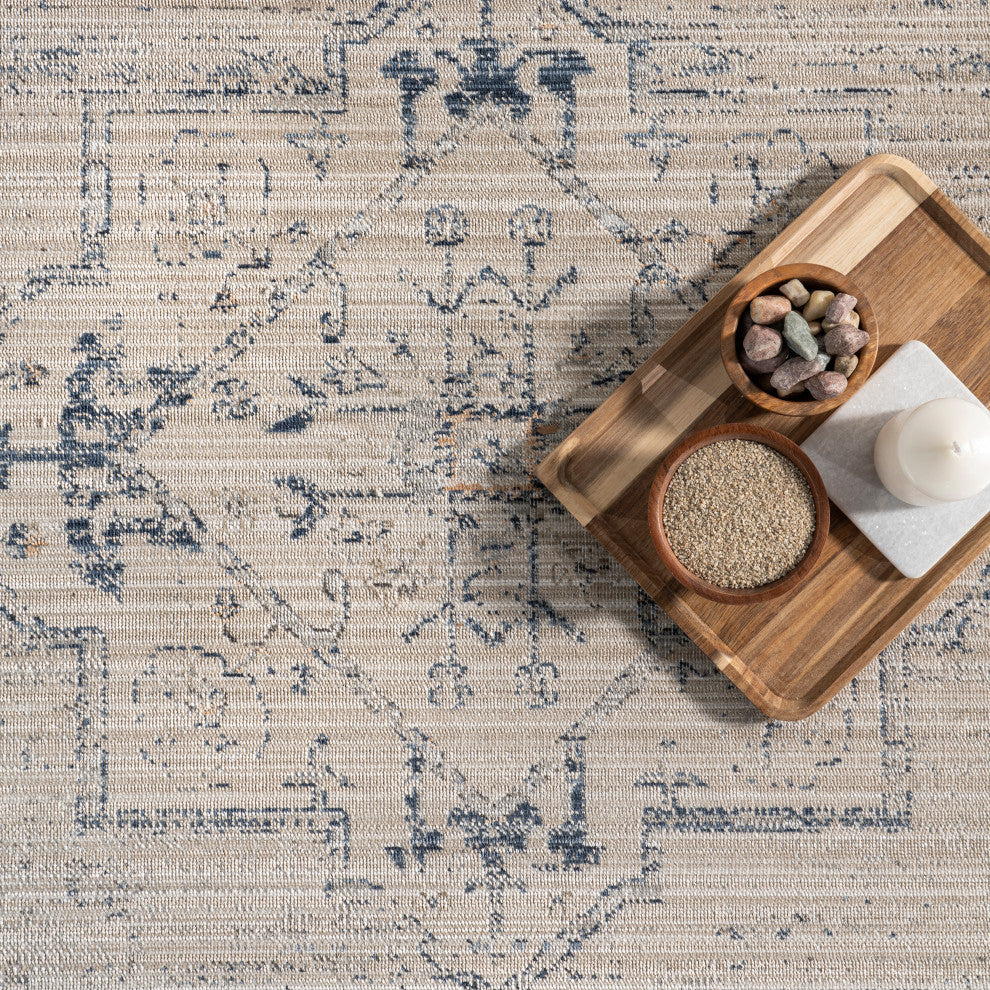 Nuloom Lolita Faded Washable Indoor/Outdoor Area Rug, Beige 7'5"x9'6"