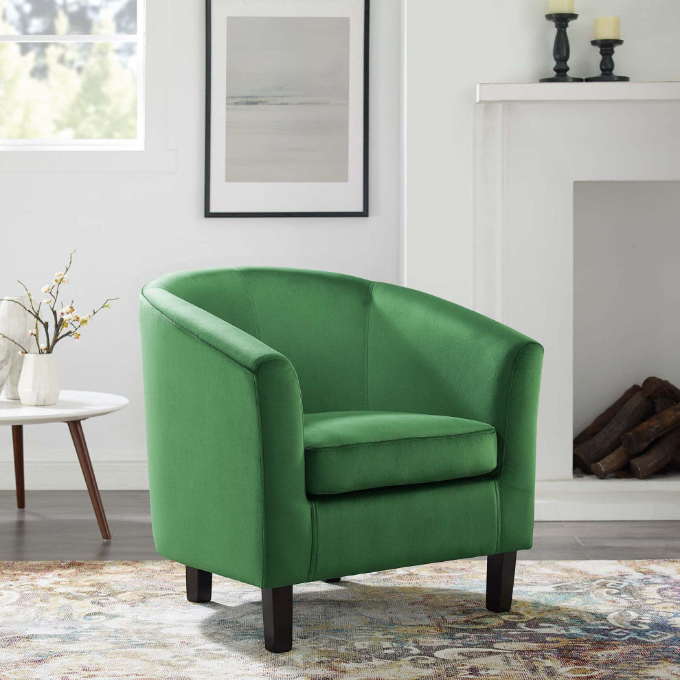 Armchair Accent Chair, Velvet, Green, Modern, Living Lounge Hotel Hospitality