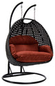 LeisureMod Mendoza Charcoal Wicker Hanging Double Egg Swing Chair, Cherry