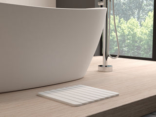 CastelloUSA Diatomite Quick-Dry Stone Bath Mat, 16"x12", Small, White