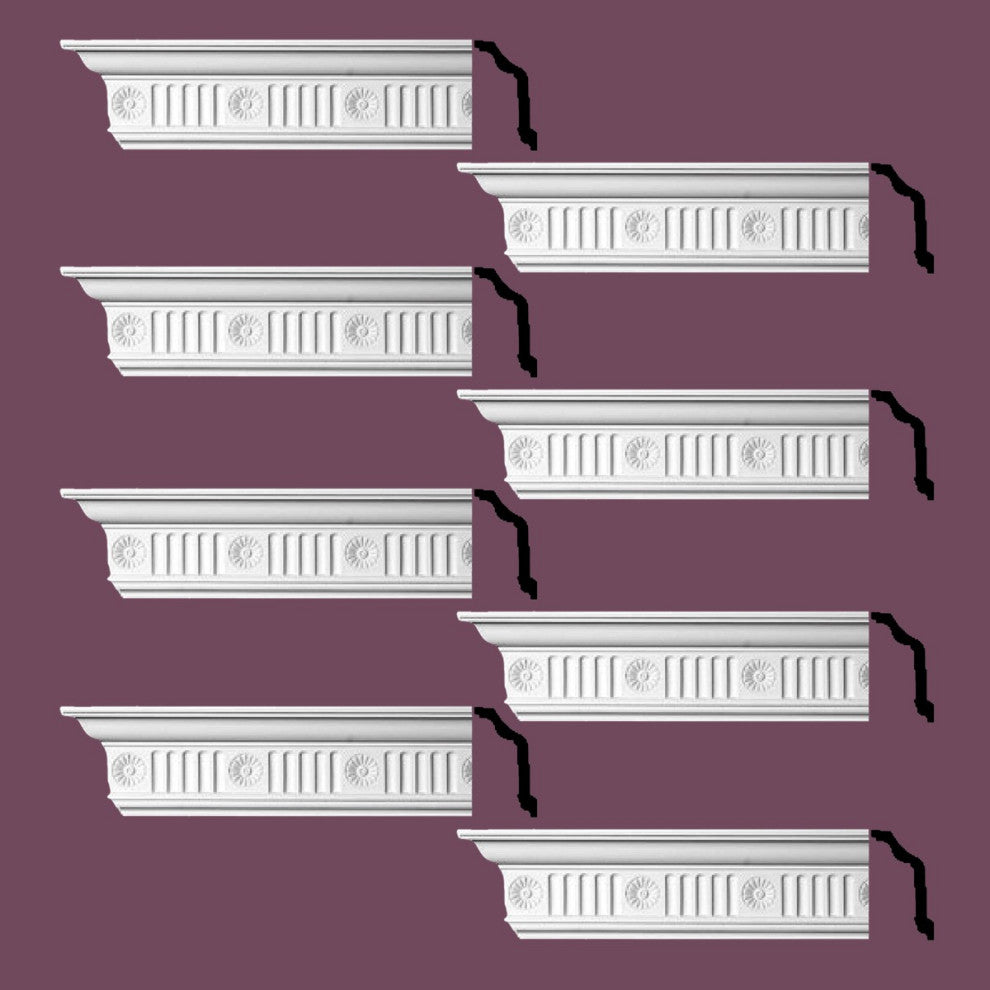 Ornate Cornice White Urethane Design 8 Pieces Totaling 768" Length