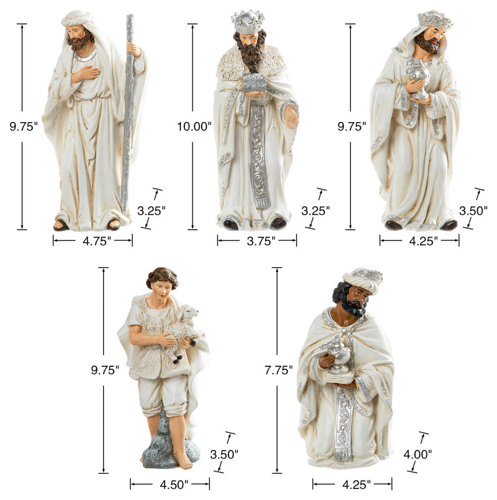 12-Piece Ivory Resin Nativity Figurine Set