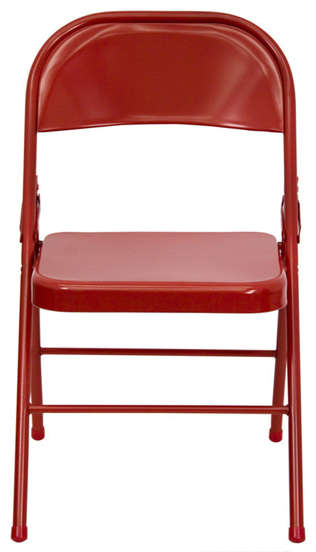 2 Pack HERCULES Series Triple Braced & Double Hinged Metal Folding Chair, Red