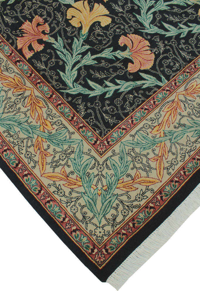 Pak-Persian Carnation Black Rug, 8'0x10'6