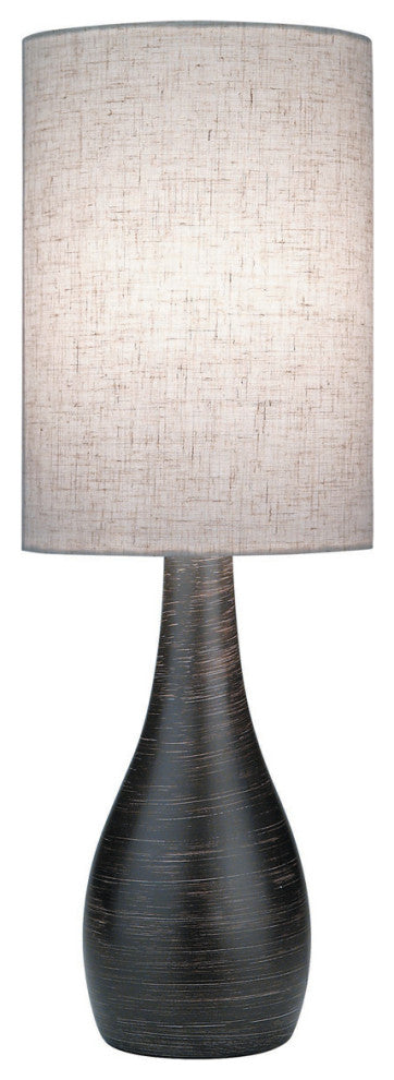 Quatro Mini Table Lamp in Brushed Dark Bronze Linen Shade E27 A 40W