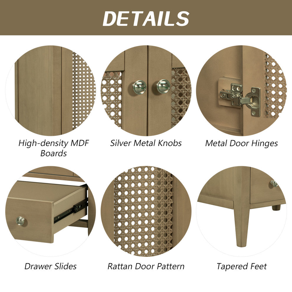 TATEUS 24" Classic Country Style Bathroom Vanity with Woven Hollow Design