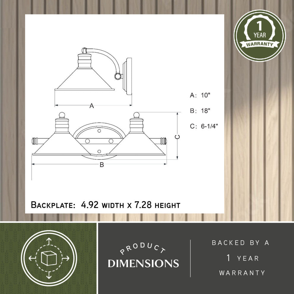 Akron Two Light Vanity, Satin Nickel and Matte White