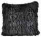 Faux Fur Black Gray Fox Decorative Animal Skin Throw Pillow, 17x17", Square