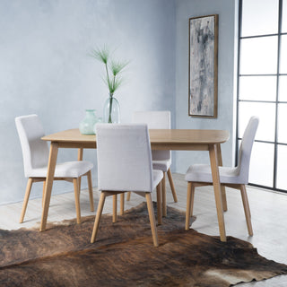 GDF Studio Katherine Mid-Century Modern 5 Piece Dining Set, Oak/Light Beige