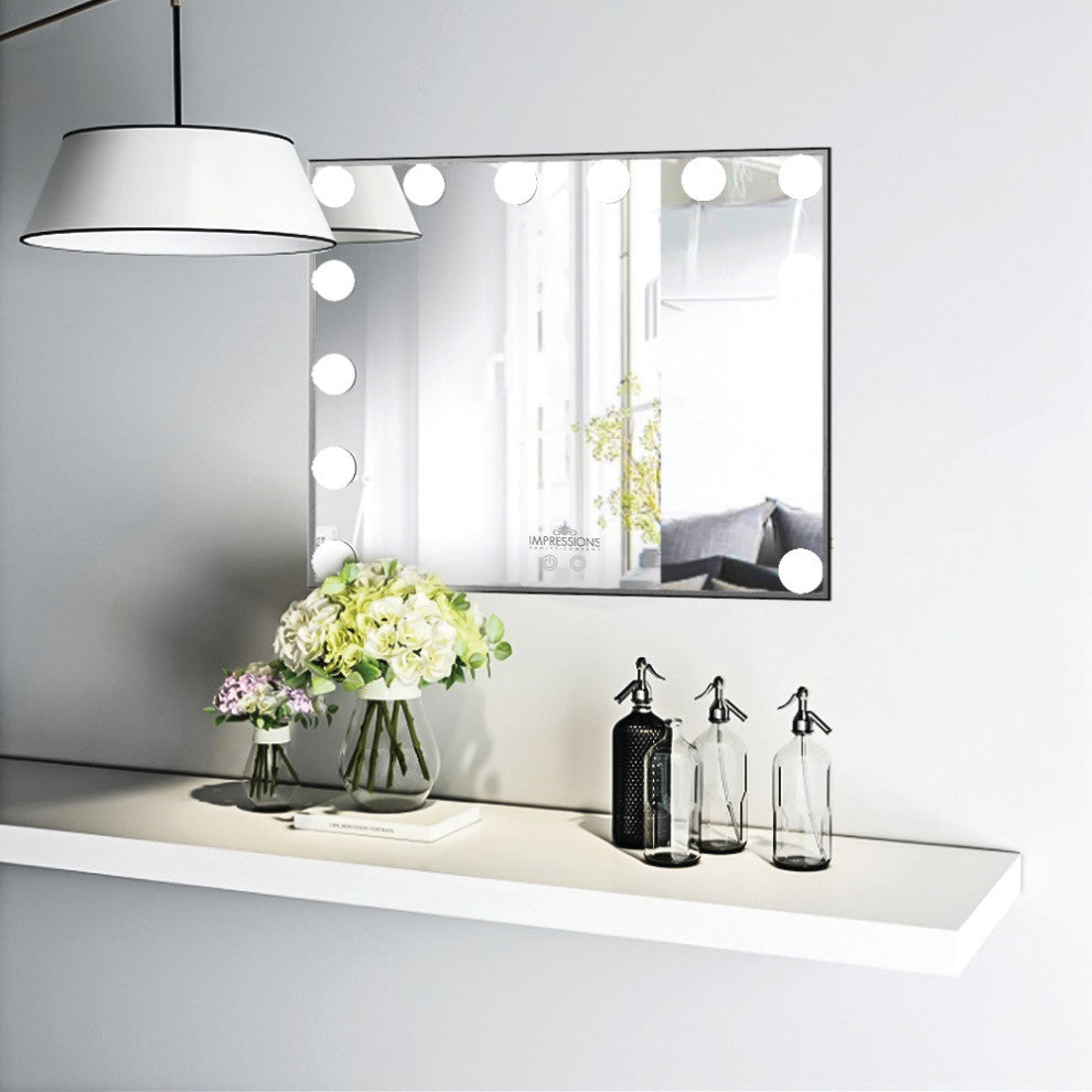 Hollywood Touch Duo Tone Wide LED Makeup Mirror, Black
