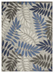 6' X 9' Grey/Blue Floral Indoor Outdoor Area Rug