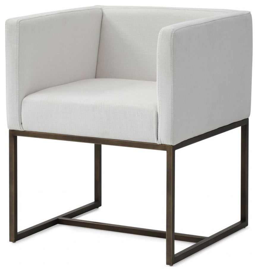 White Antique Velvet Brass Dining Chair