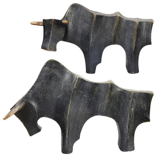 Uttermost Regal Bull Bronze Sculptures Set of 2