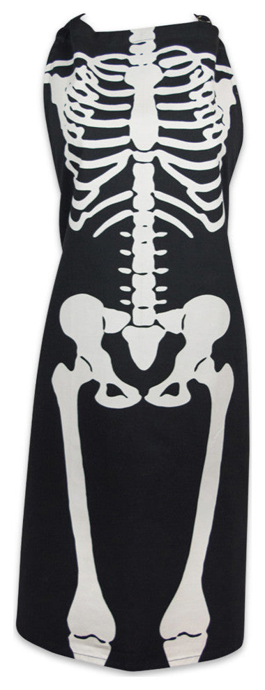 Skeleton Print Apron & Oven Mitt Kitchen Set