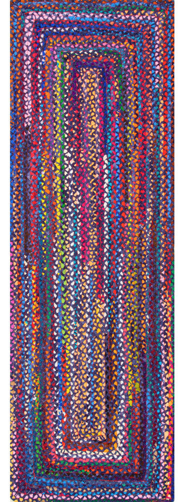 nuLOOM Braided Cotton Tammara Bohemian Striped Area Rug, Blue, 2'6"x6'