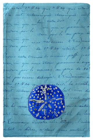 Betsy Drake Blue Sand Dollar - Script Beach Towel