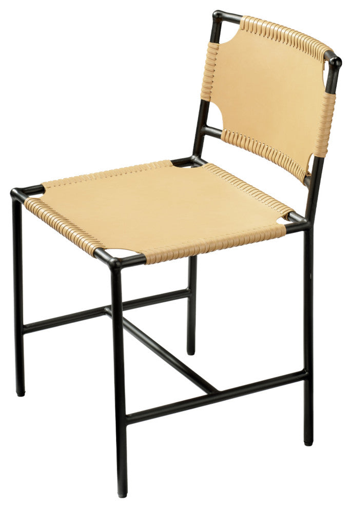 Asher Leather Dining Chair, Cashew