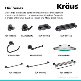 Elie Bathroom Shelf with Towel Bar, Matte Black