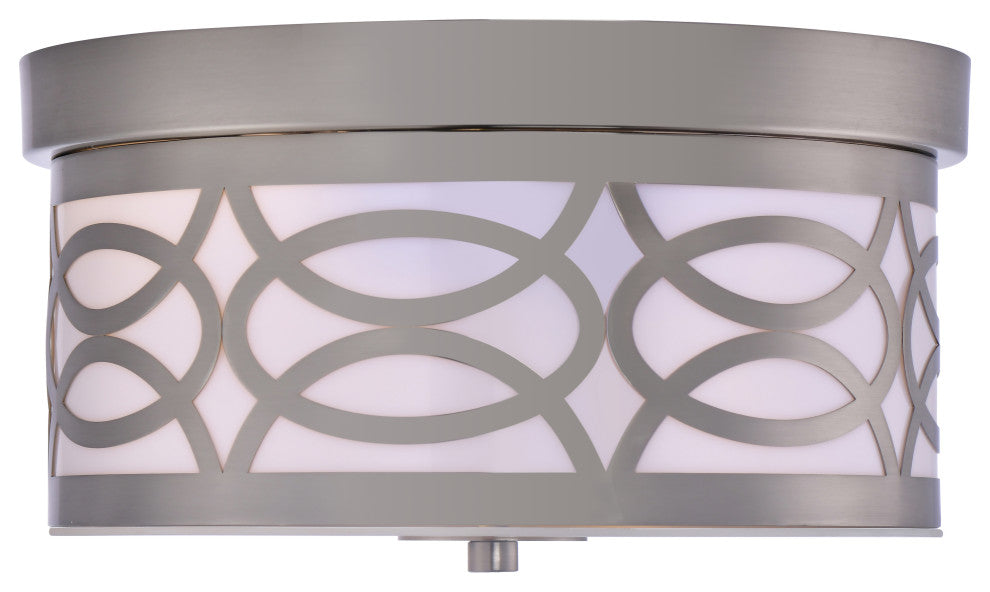 Lazzur Aude 2 Light 12" Satin Nickel Flush Mount Ceiling Light